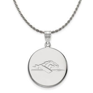 Sterling Silver Longwood U Large Disc Pendant Necklace - 18 Inch